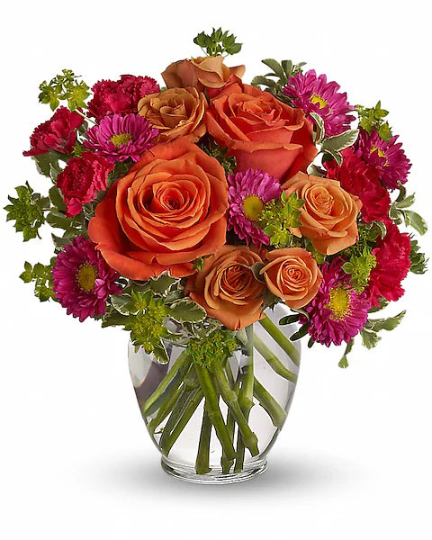 Bouquet of orange and pink flowers
